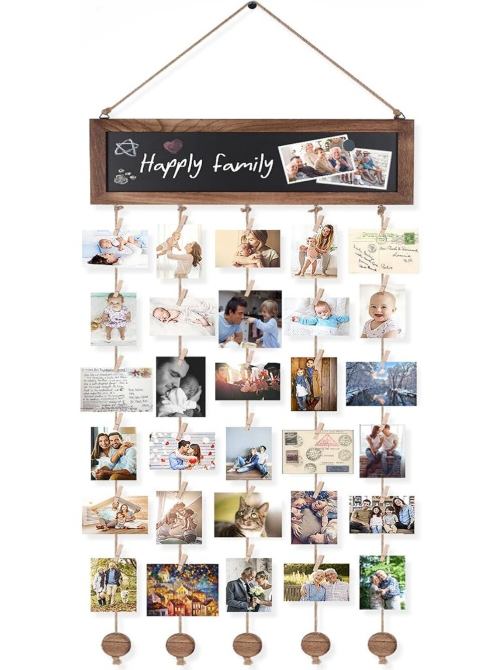 Picture Frames Collage Photo Hanging Display with Chalkboard
